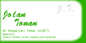 jolan toman business card